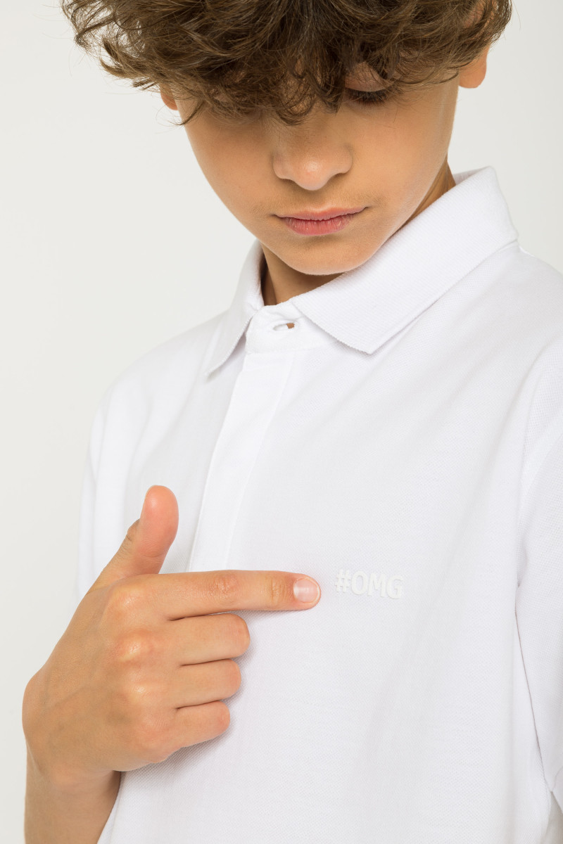 Biała koszulka polo z nadrukiem