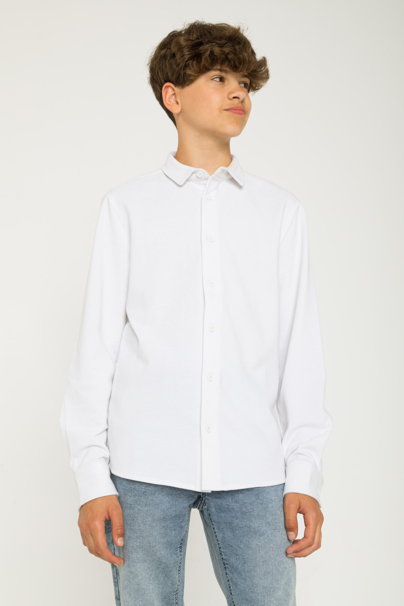 Biała koszula z długim rękawem, biały