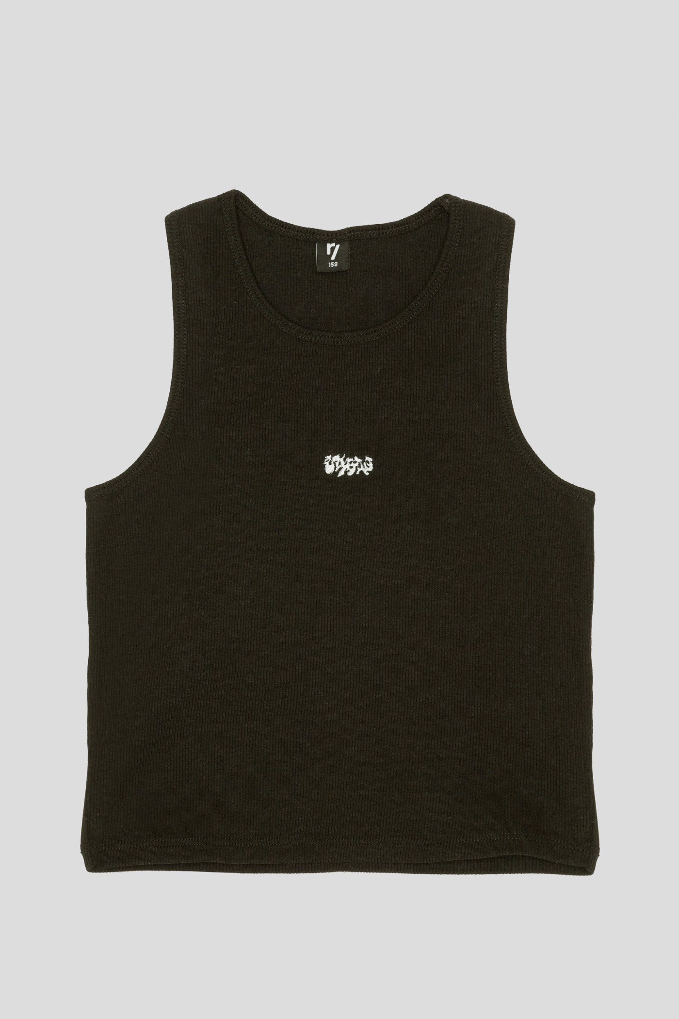 Czarny top na ramiączkach z haftem