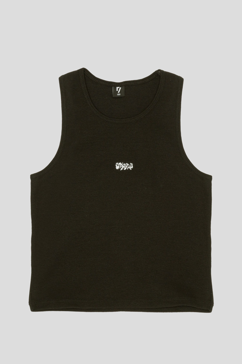 Czarny top na ramiączkach z haftem