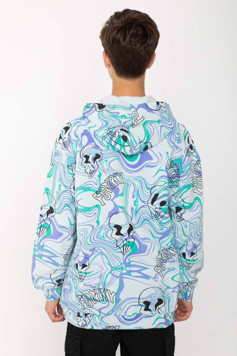 Wielobarwna bluza dresowa oversize z kapturem i nadrukami