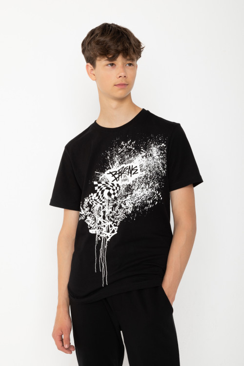 Czarny T-shirt z nadrukiem