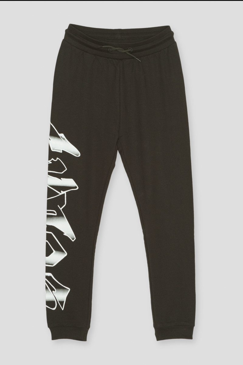 Czarne spodnie dresowe z nadrukiem graffiti