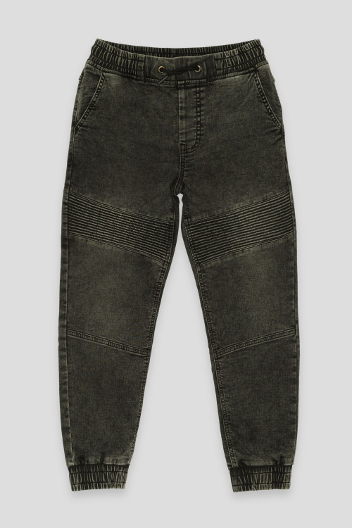 Czarne jeansowe spodnie JOGGER z przeszyciami