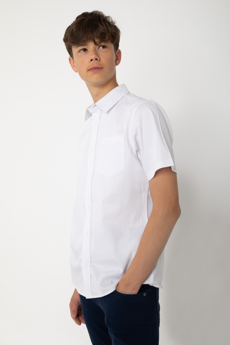 Biała koszula z krótkim rękawem, biały