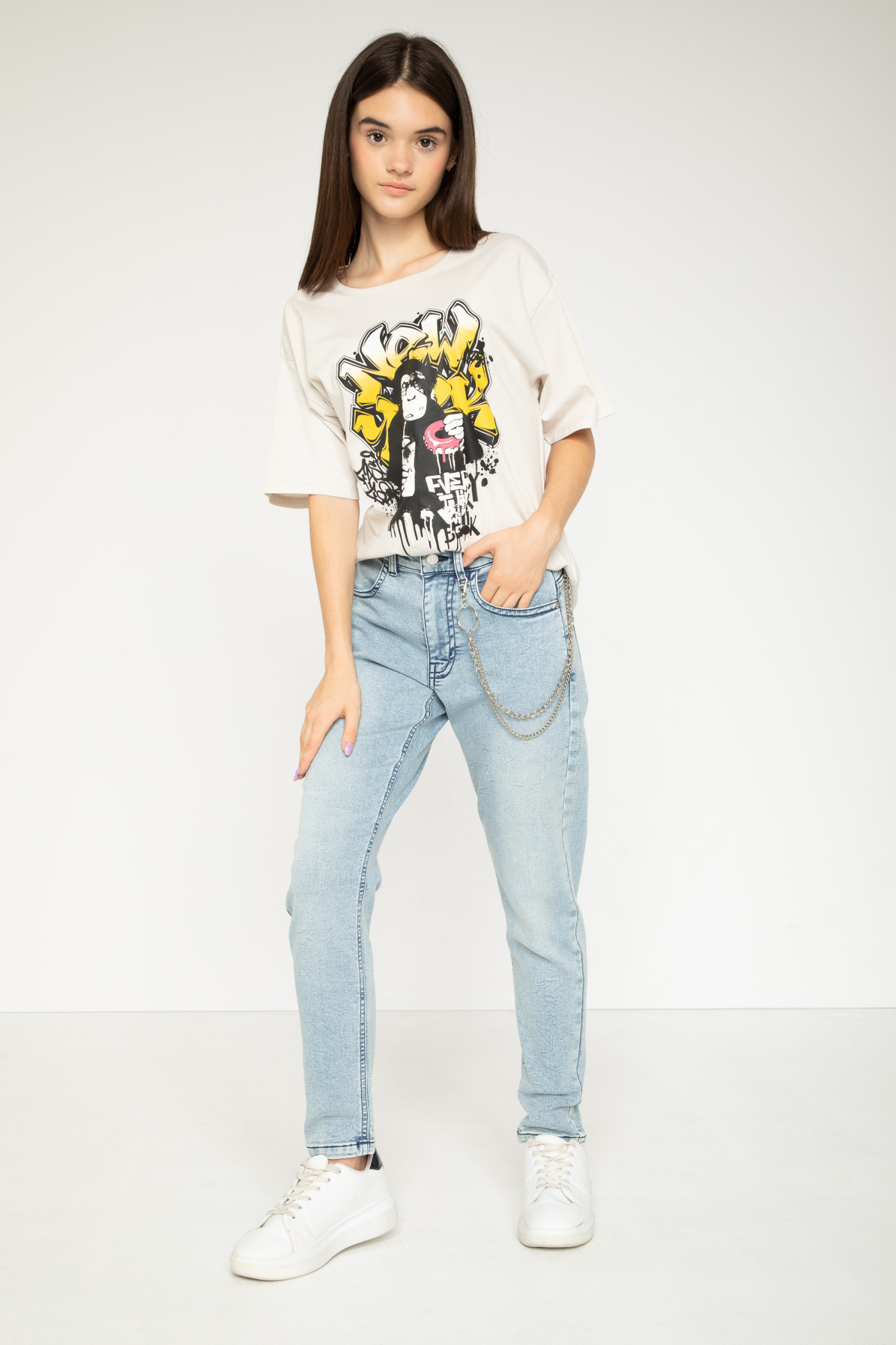 Niebieskie jeansowe spodnie typu BAGGY
