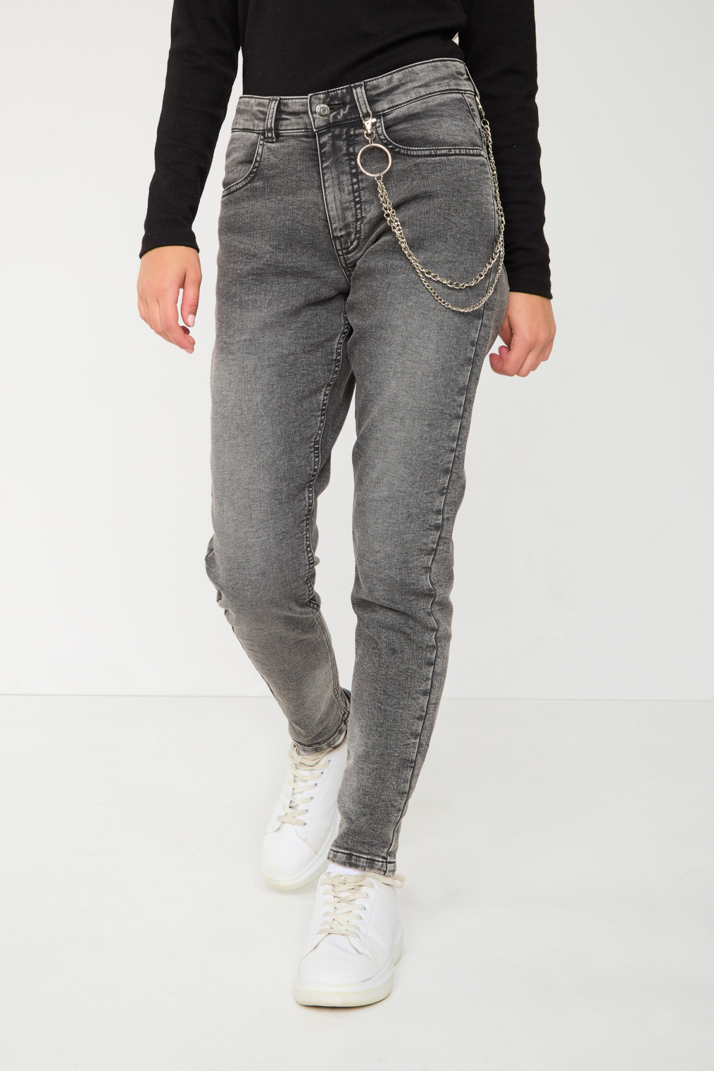 Szare jeansowe spodnie typu BAGGY