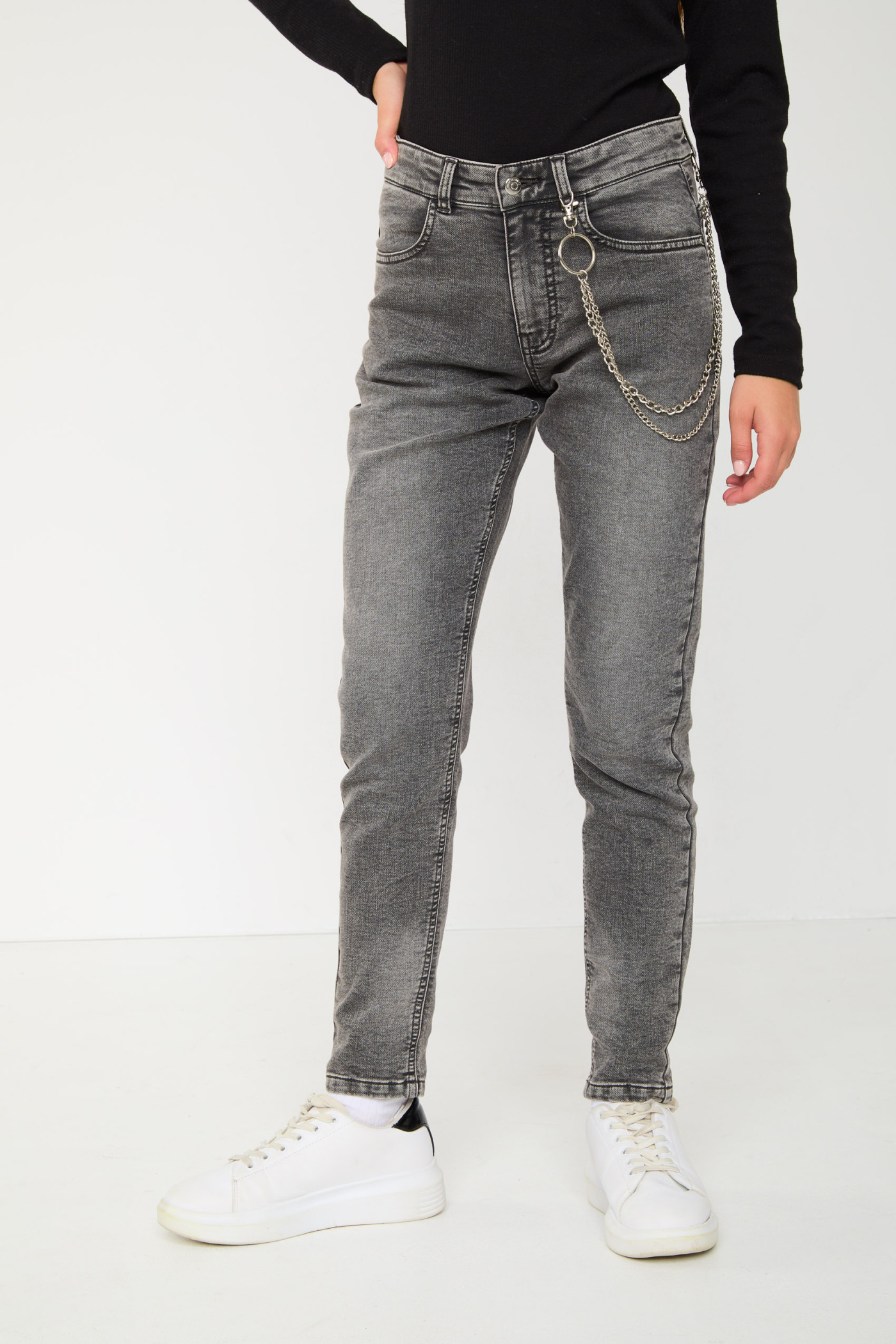 Szare jeansowe spodnie typu BAGGY