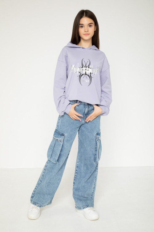 Niebieskie jeansy typu cargo