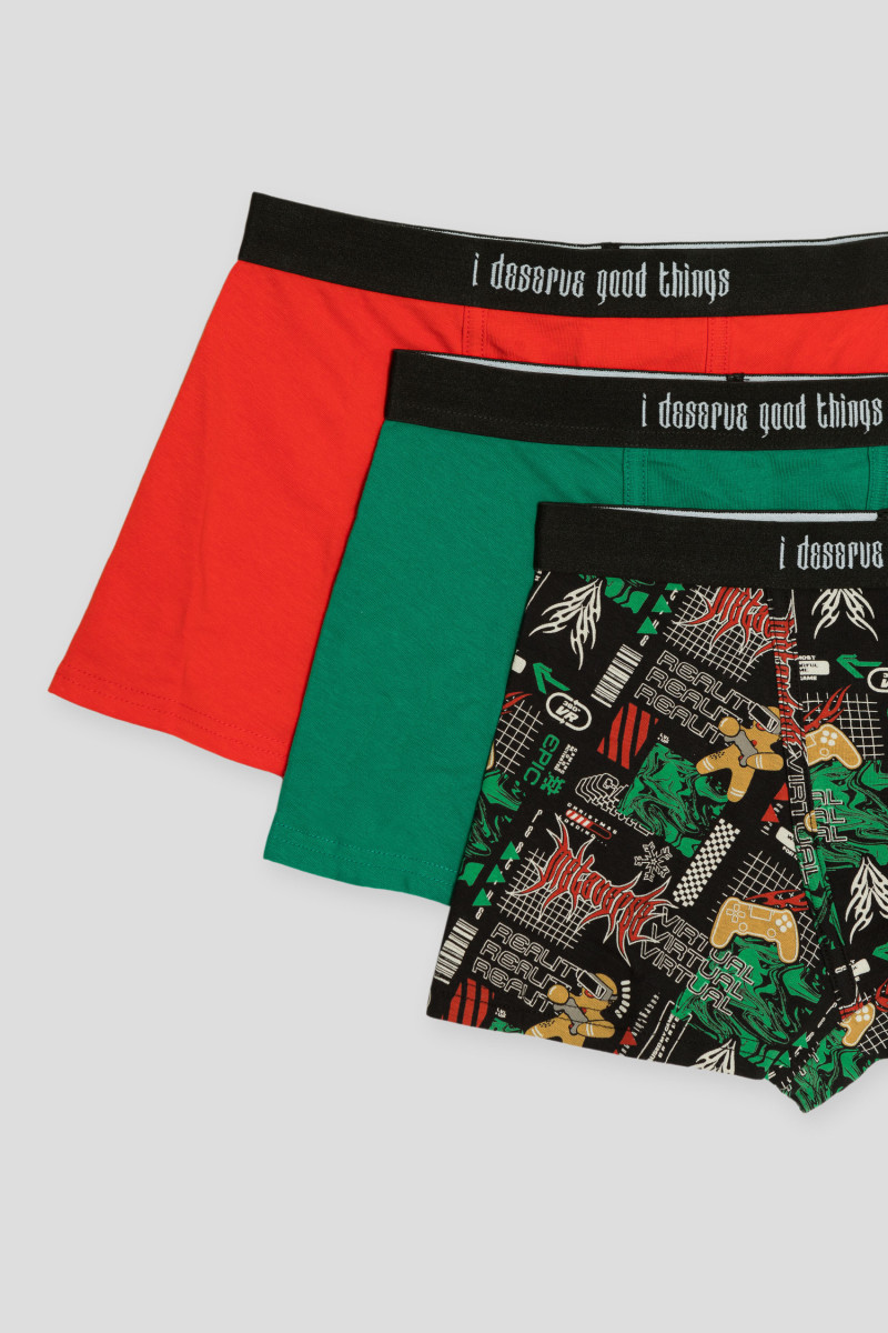Kolorowe świąteczne bokserki 3-PAK, multikolor