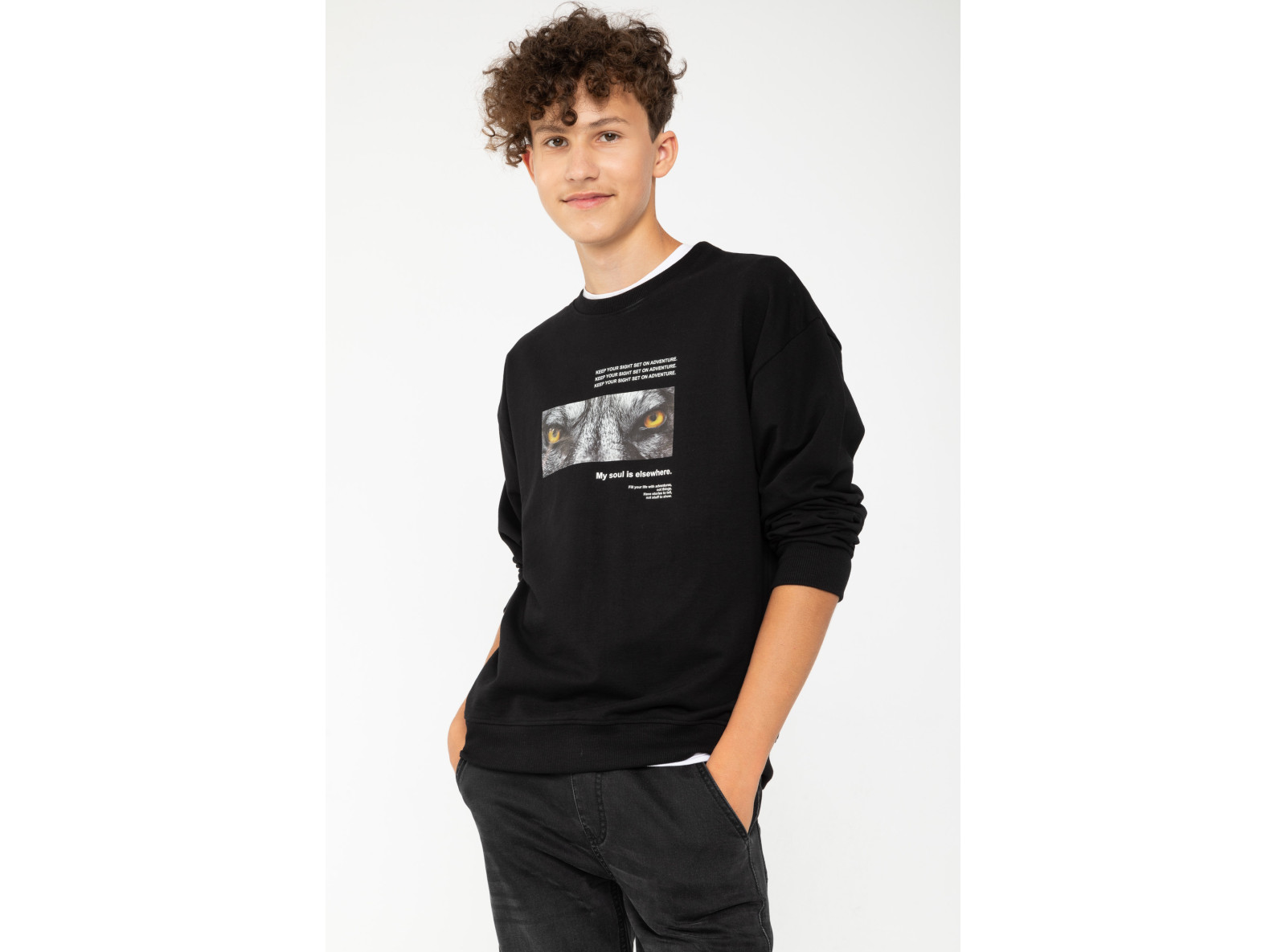 Czarna bluza dresowa z nadrukiem