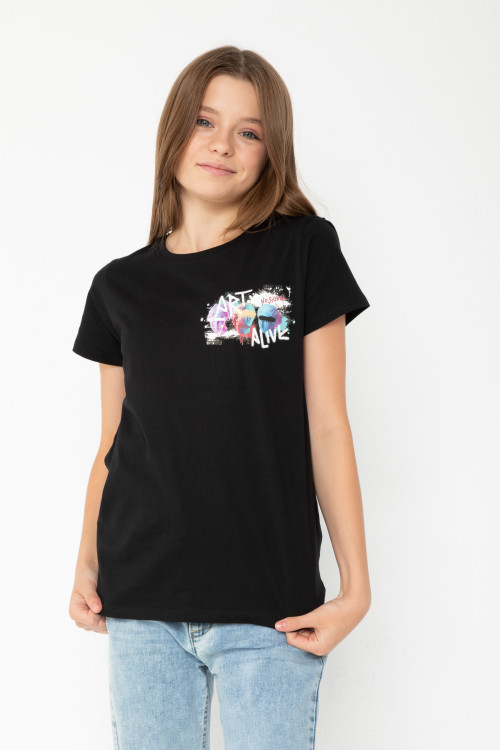 Czarny T-shirt z nadrukiem