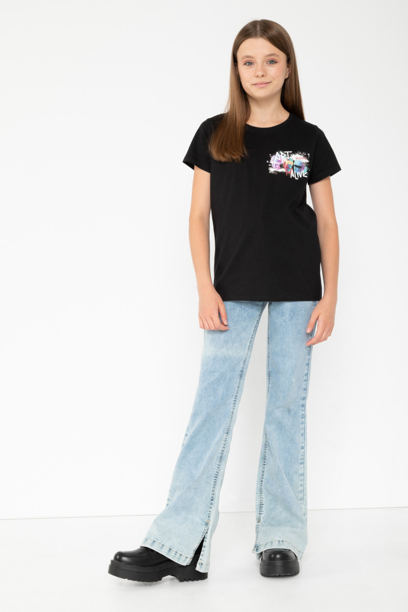 Czarny T-shirt z nadrukiem