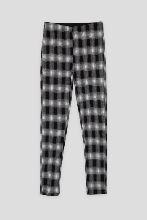 Czarno-białe spodnie legginsy w kratę