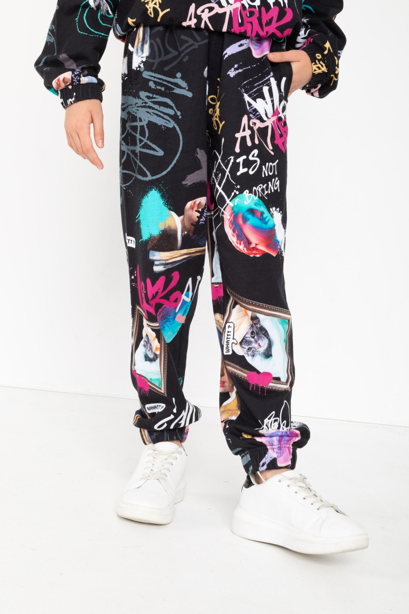 Czarne wzorzyste spodnie dresowe