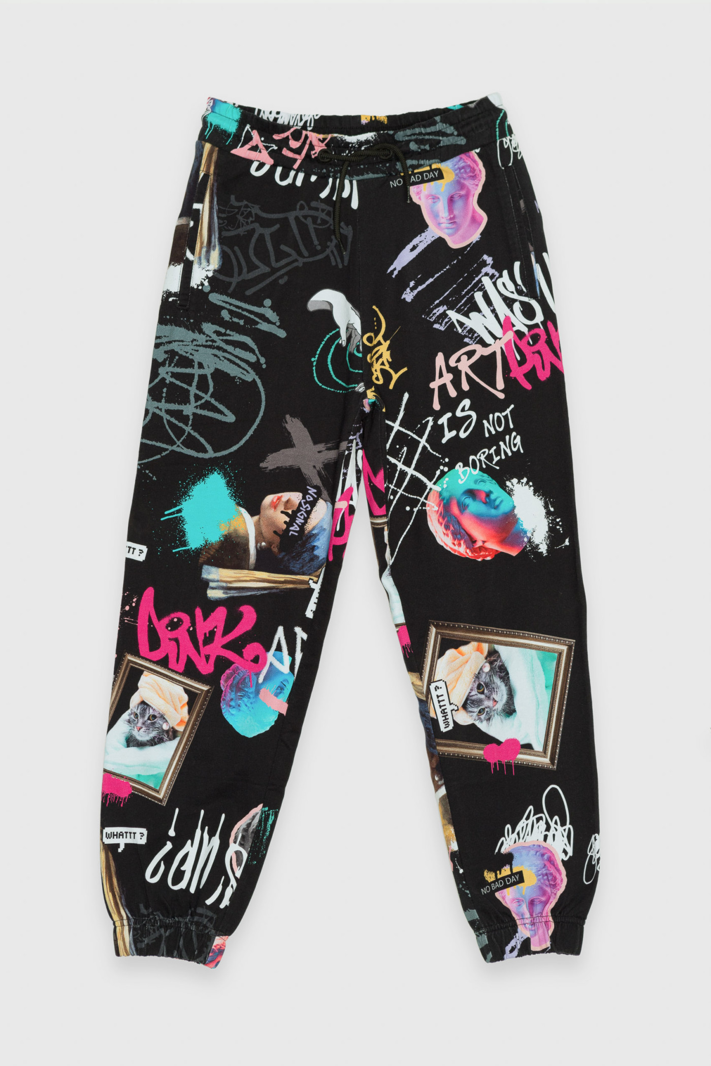 Czarne wzorzyste spodnie dresowe