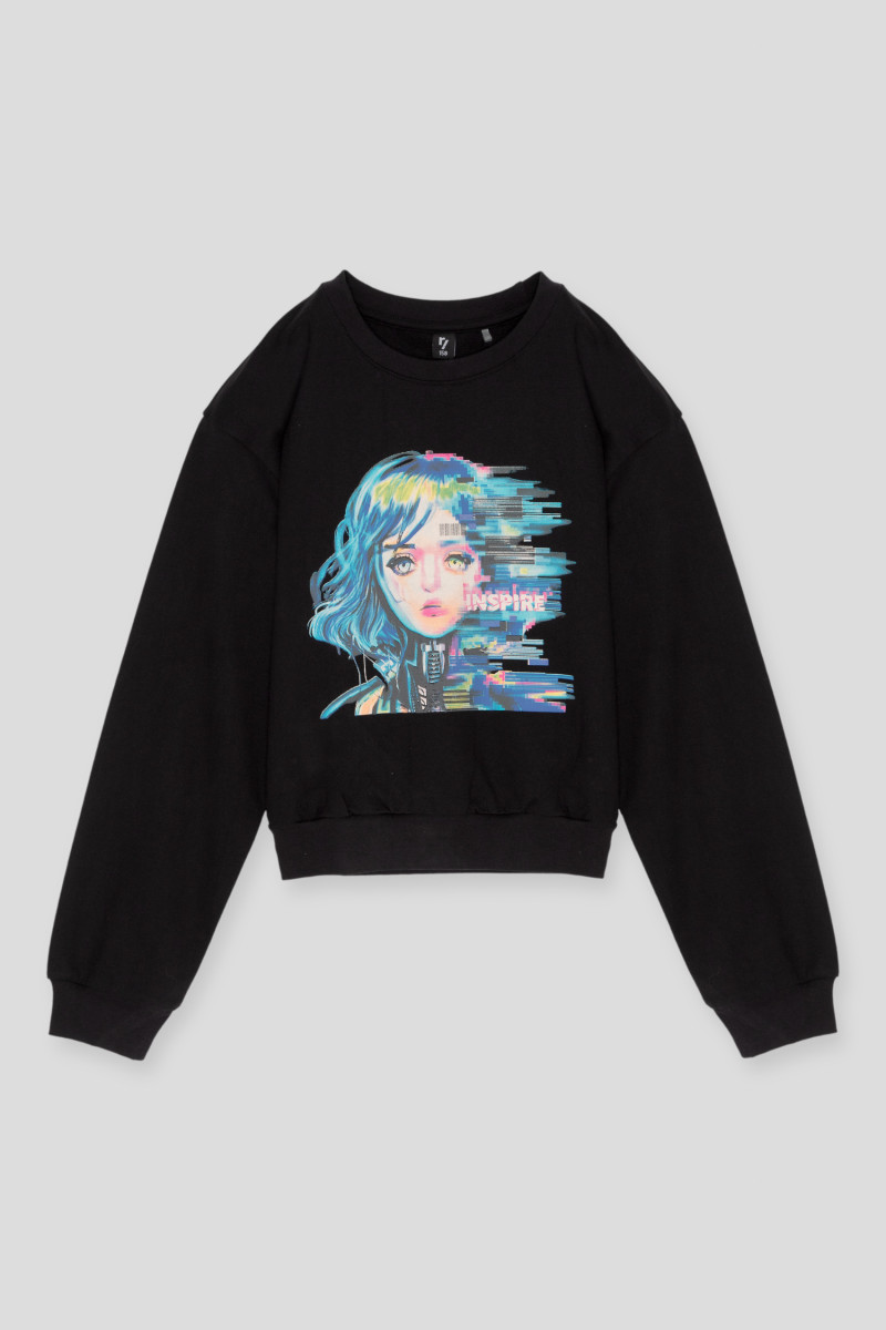 Czarna bluza dresowa z nadrukiem