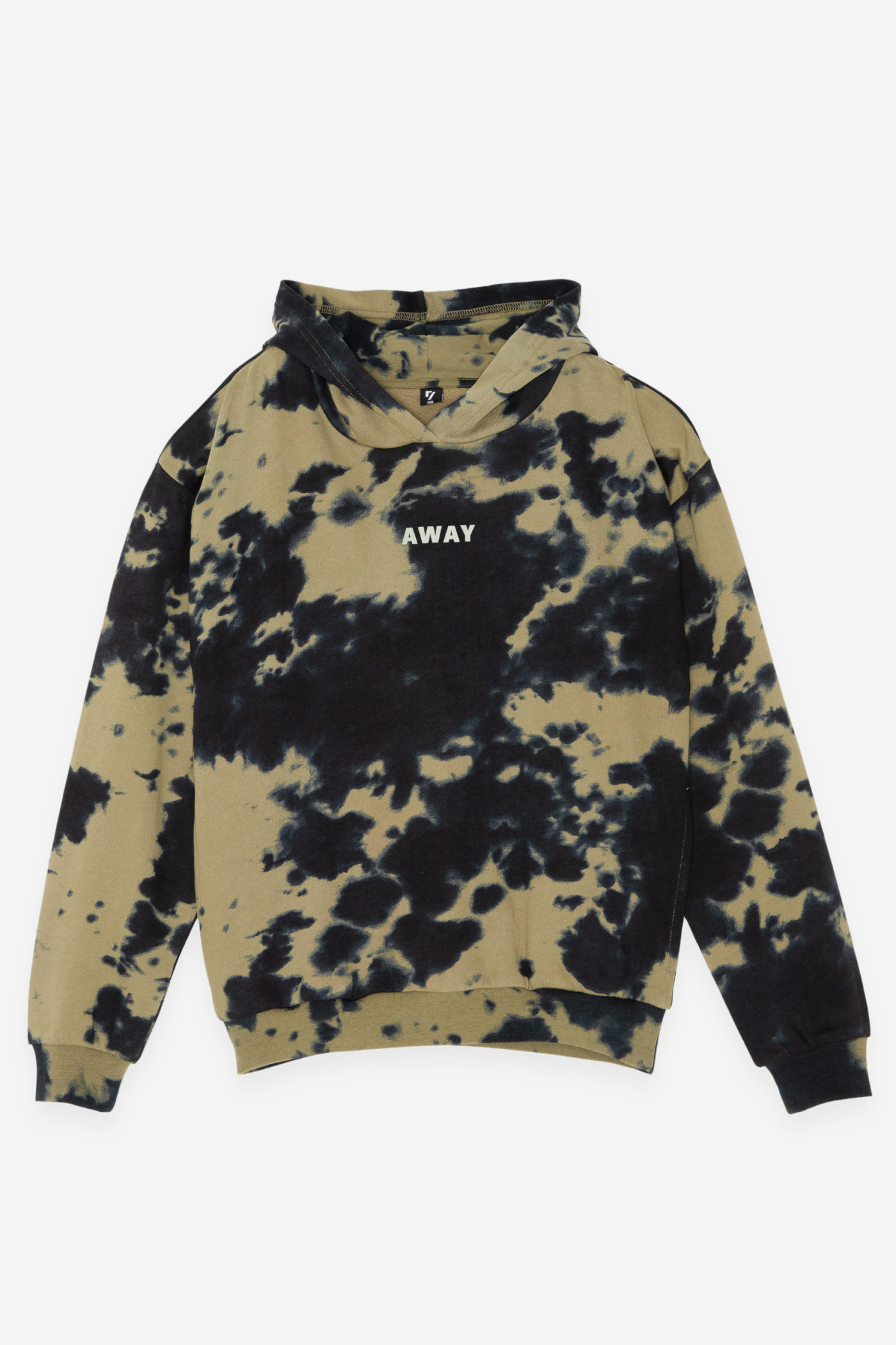 Czarno-zielona bluza dresowa tie dye z kapturem