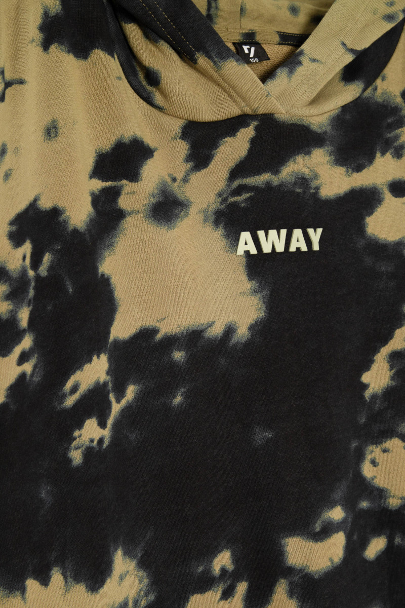 Czarno-zielona bluza dresowa tie dye z kapturem