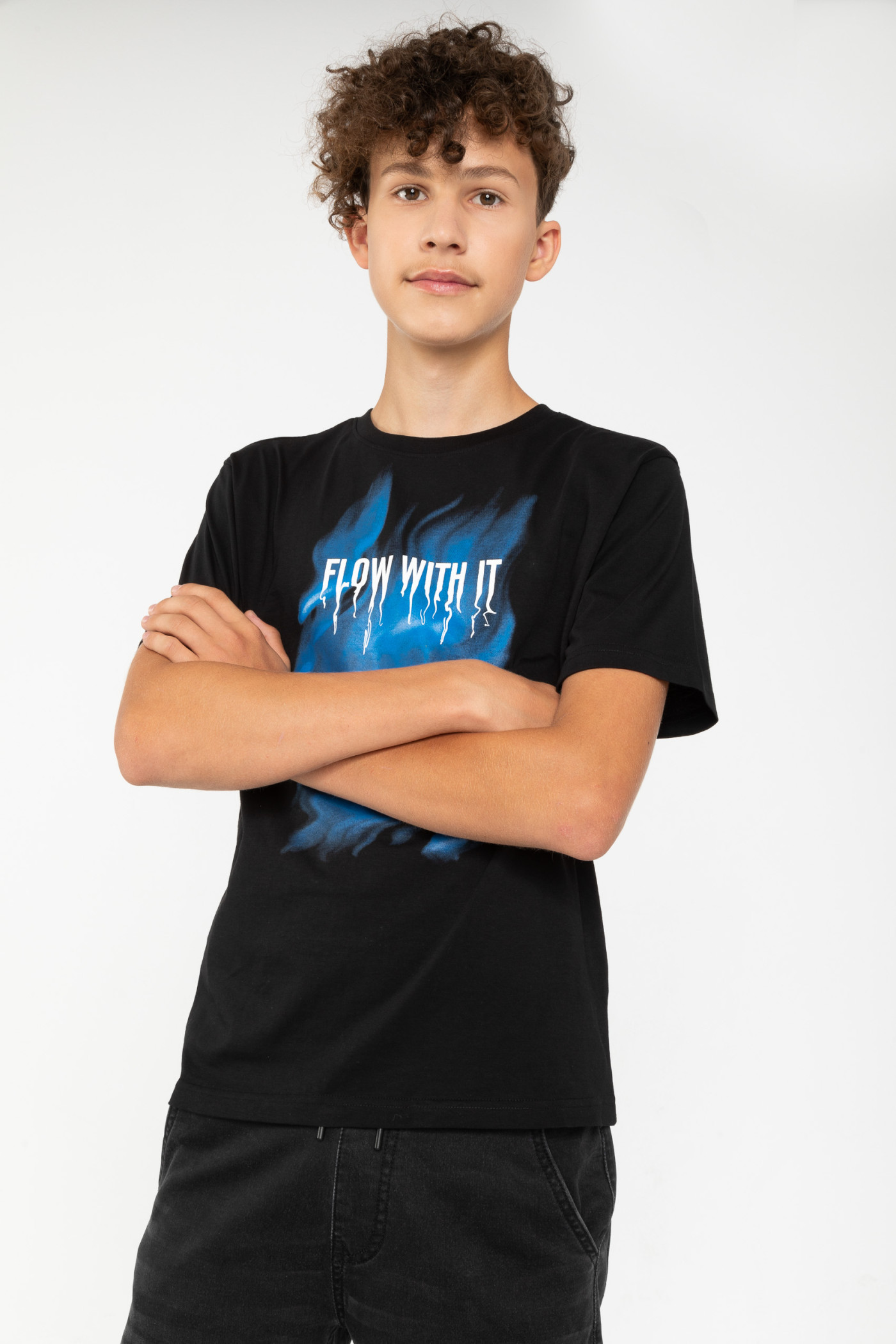 Czarny T-shirt z nadrukiem