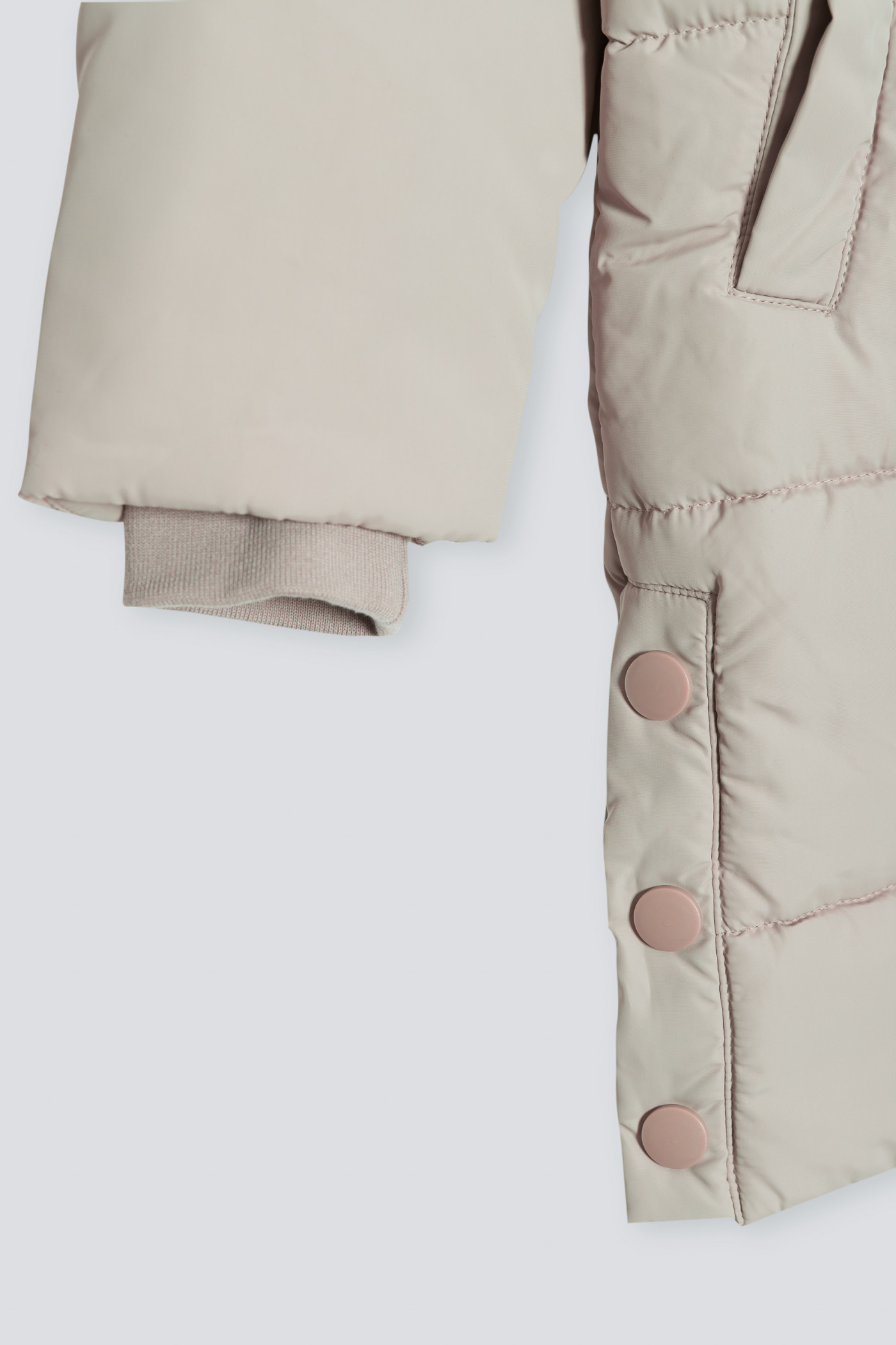 Beżowa przedłużana ocieplana kurtka z kapturem