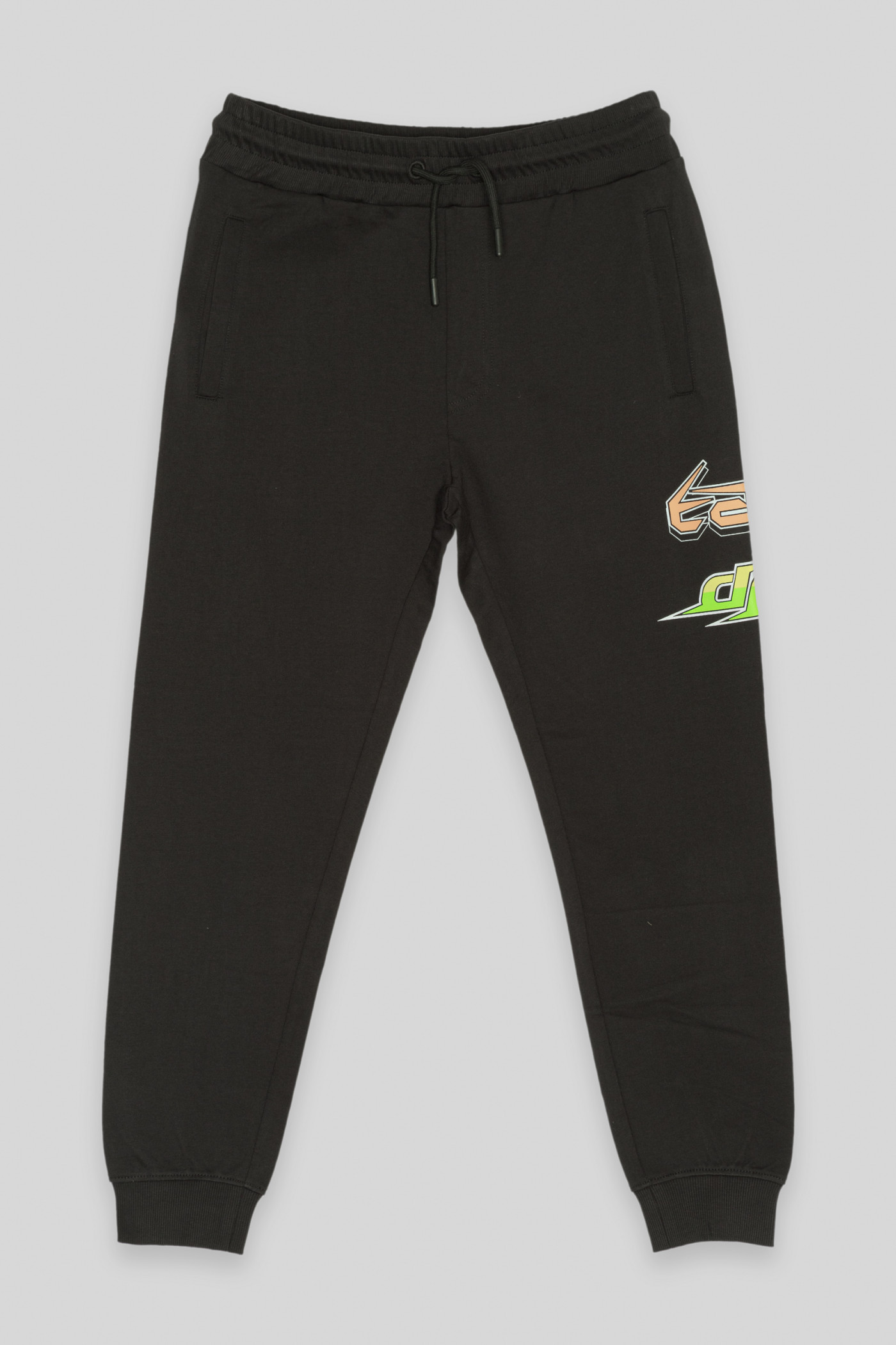 Czarne spodnie dresowe z nadrukami