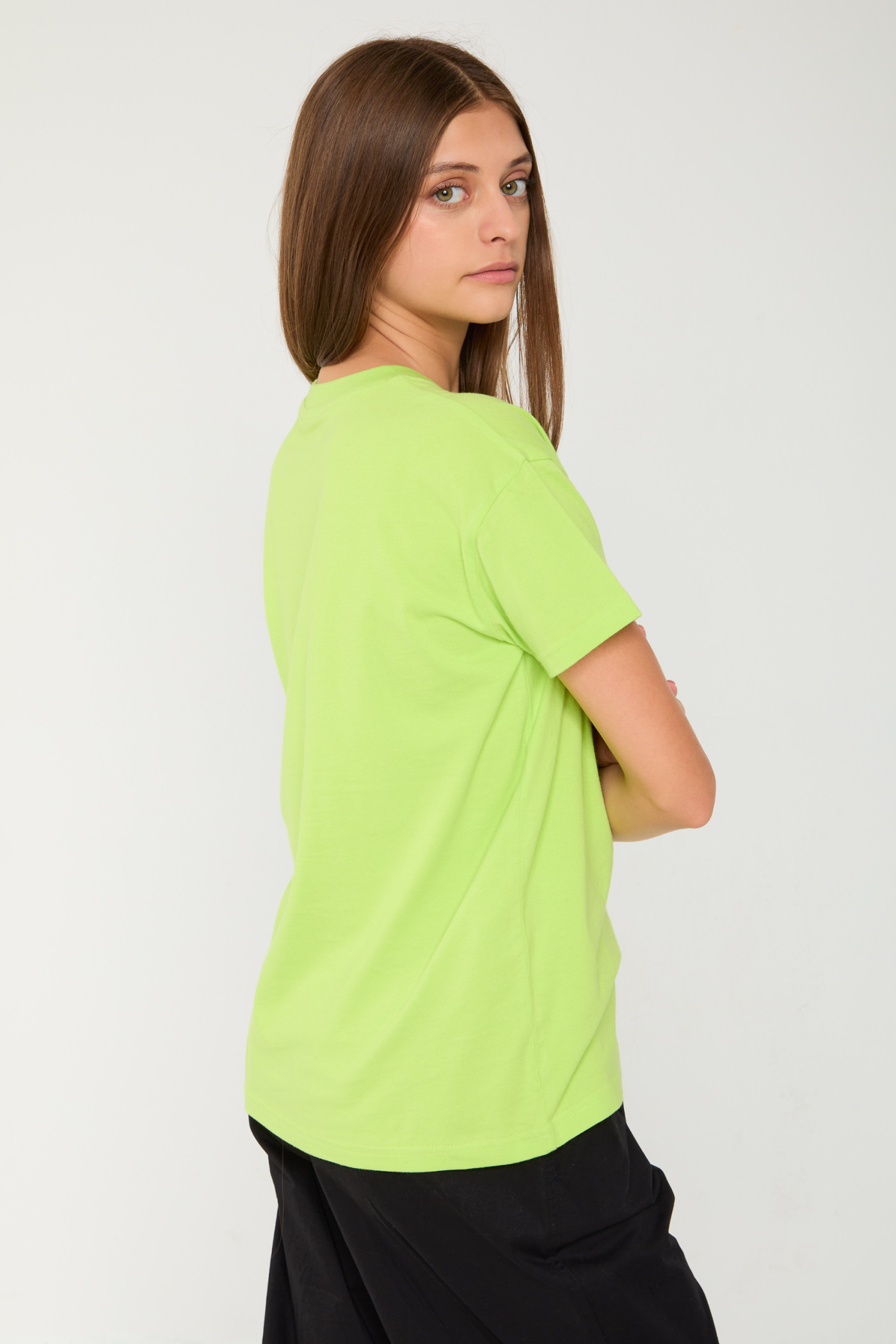 Limonkowy T-shirt z błyszczącym nadrukiem