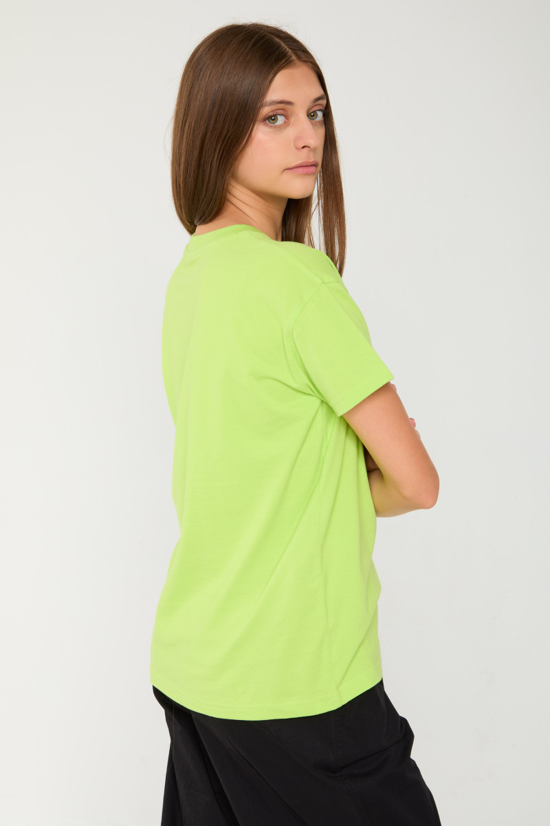 Limonkowy T-shirt z błyszczącym nadrukiem
