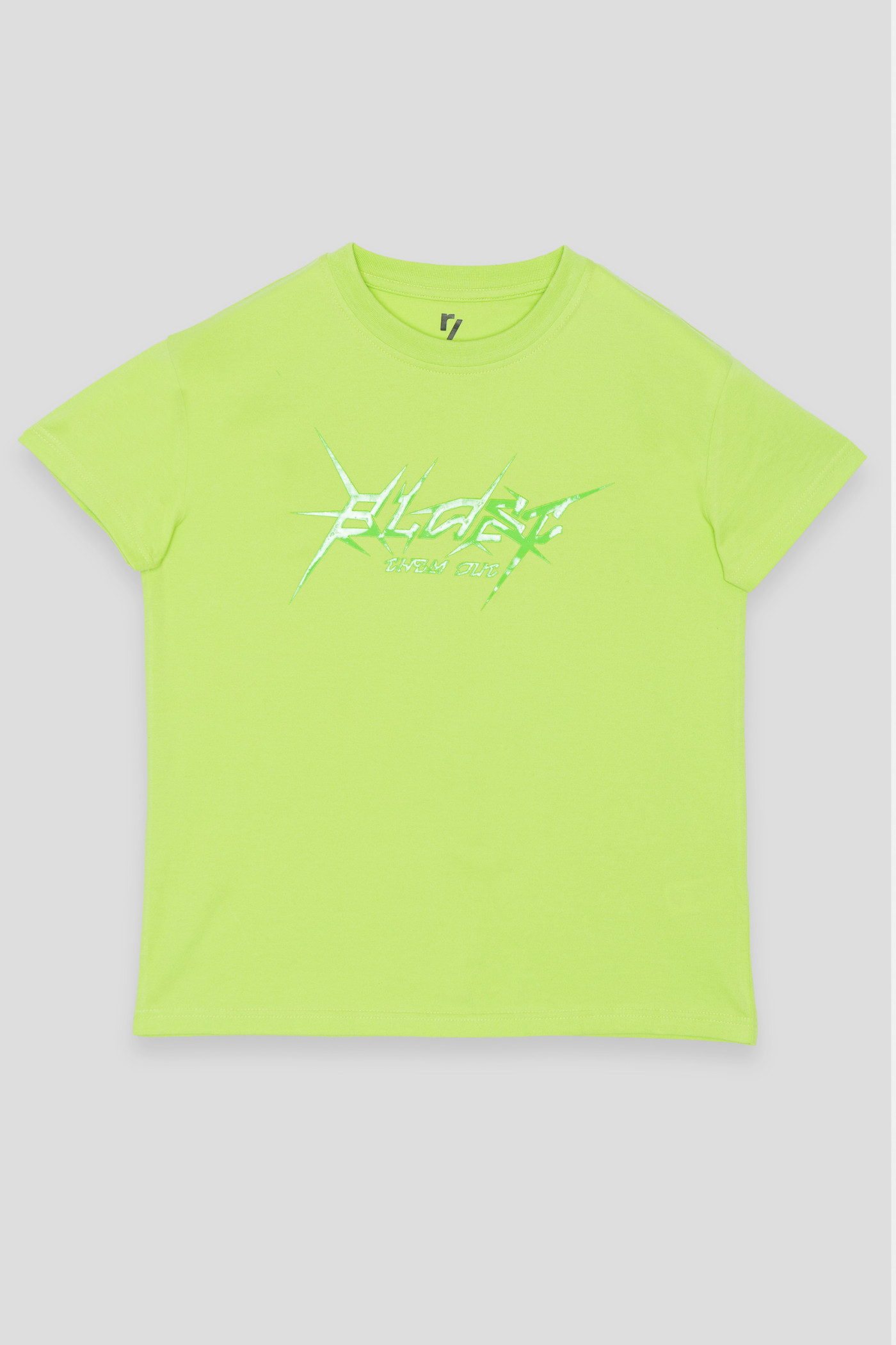 Limonkowy T-shirt z błyszczącym nadrukiem