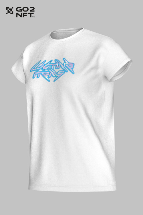 Kremowy T-shirt z błyszczącym nadrukiem