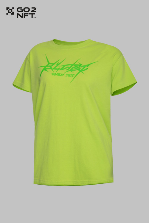 Limonkowy T-shirt z błyszczącym nadrukiem