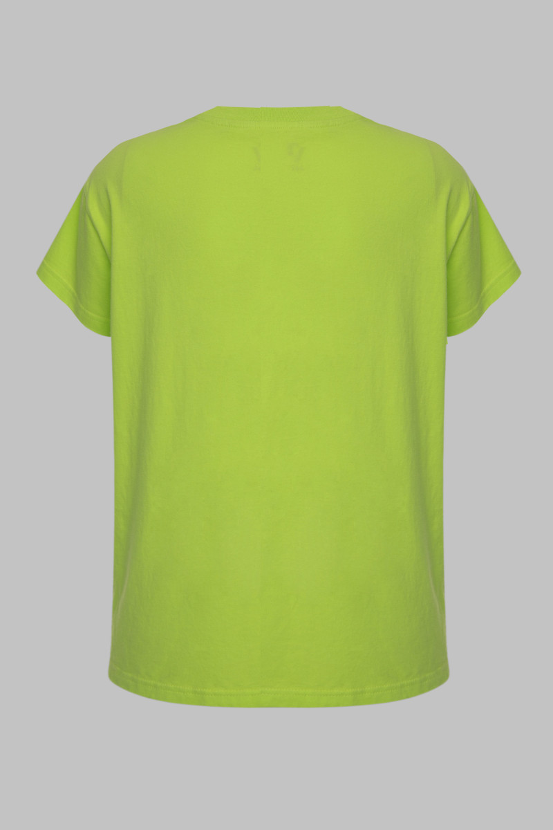Limonkowy T-shirt z błyszczącym nadrukiem