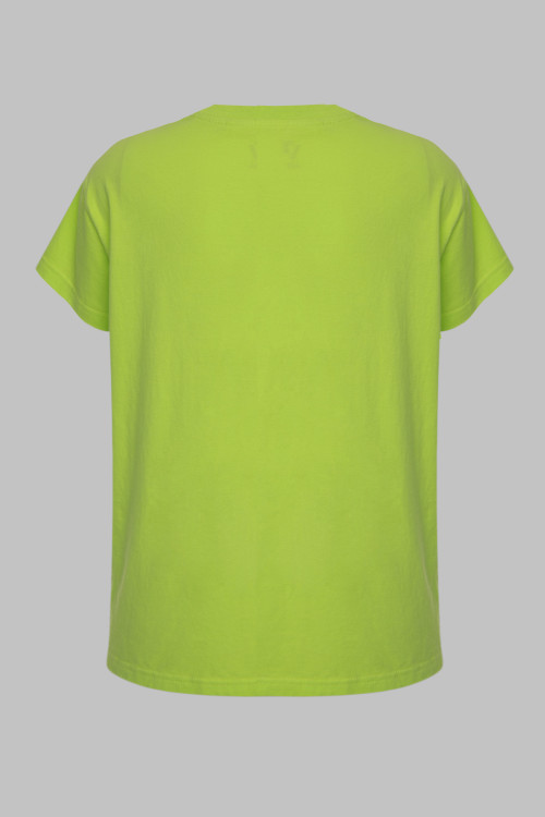 Limonkowy T-shirt z błyszczącym nadrukiem