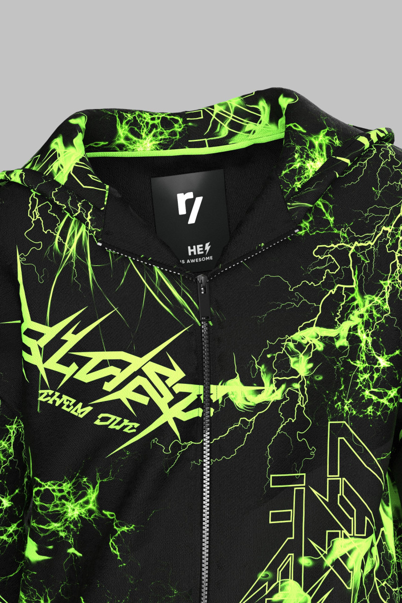 Czarna rozpinana bluza dresowa z kapturem i nadrukami