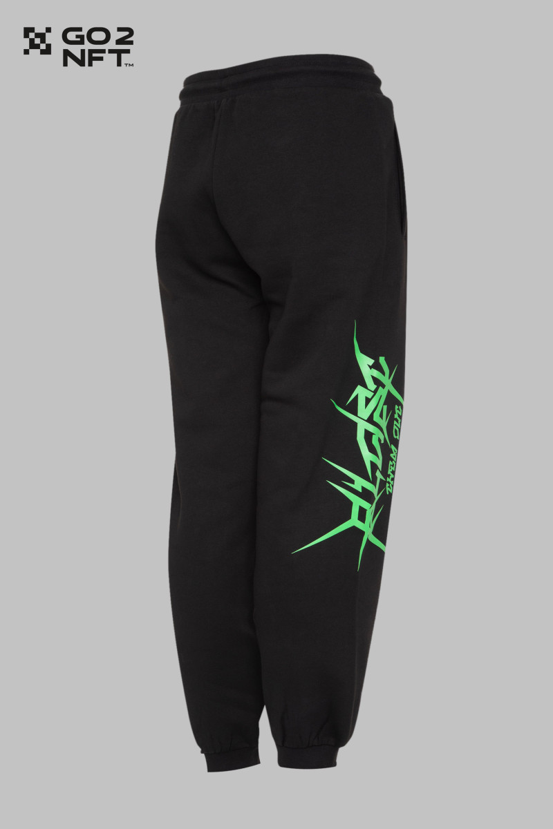 Czarne spodnie dresowe z nadrukiem z boku