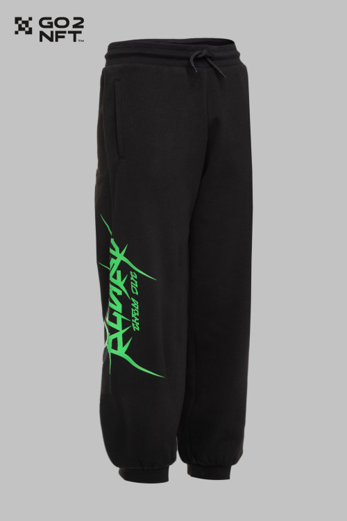 Czarne spodnie dresowe z nadrukiem z boku