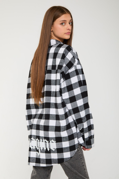 Czarno-biała koszula w kratę oversize