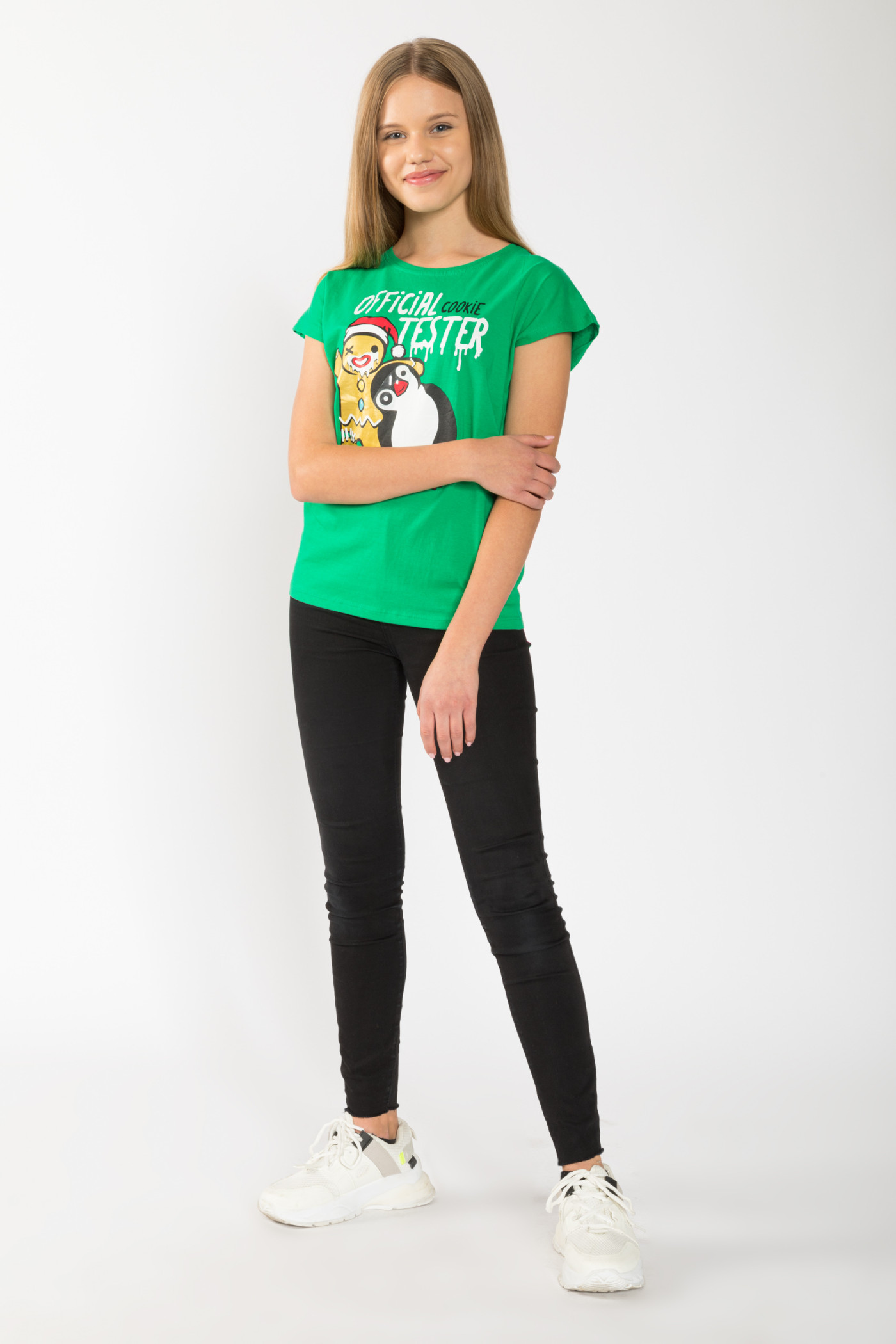 T-shirt dla dziewczyny, zielony - świąteczny OFFICIAL COOKIE TESTER | Sklep Internetowy Reporter