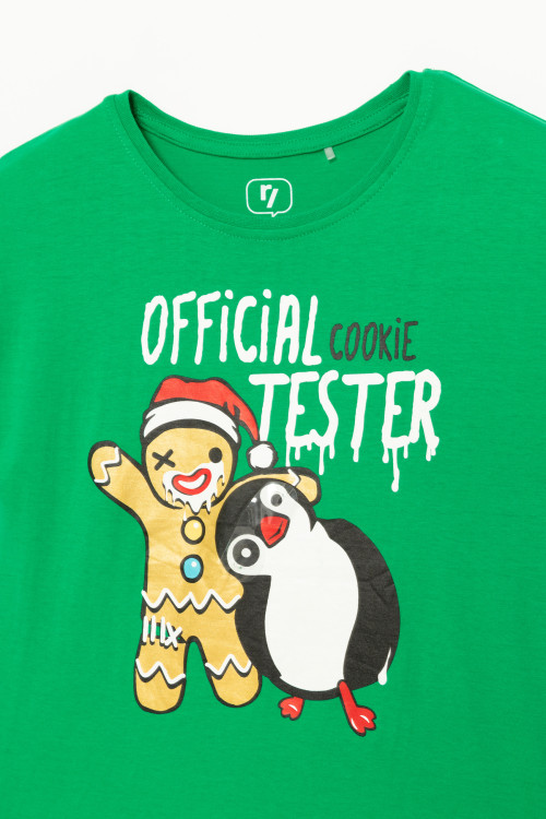 T-shirt dla dziewczyny, zielony - świąteczny OFFICIAL COOKIE TESTER | Sklep Internetowy Reporter