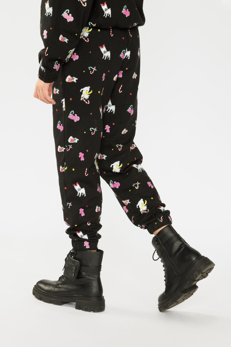 Czarne świąteczne spodnie dresowe, czarny