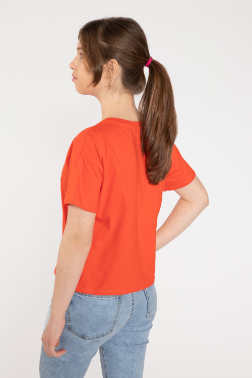 Czerwony świąteczny T-shirt z nadrukiem