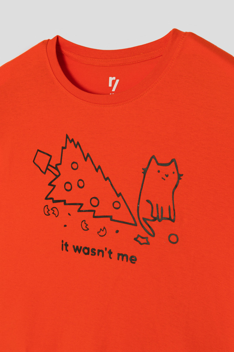 Czerwony świąteczny T-shirt z nadrukiem