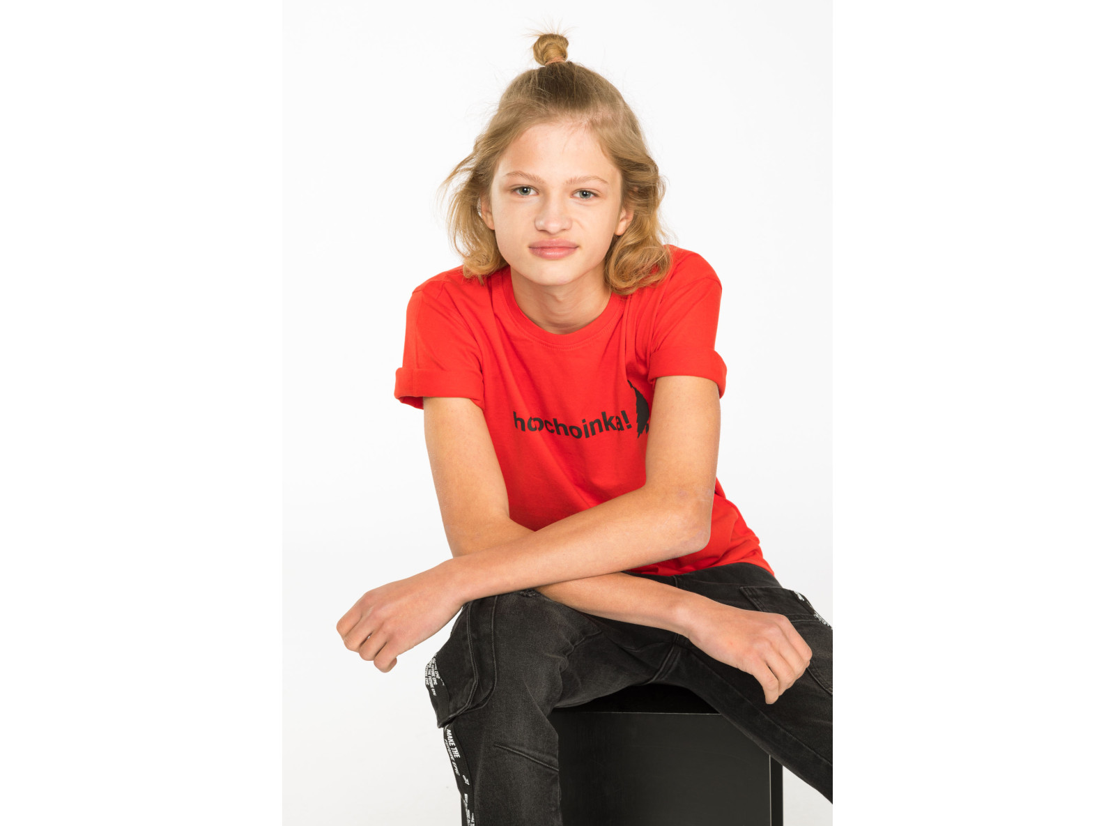 Czerwony świąteczny T-shirt z nadrukiem