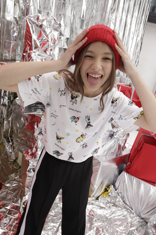 Biały świąteczny T-shirt z nadrukiem