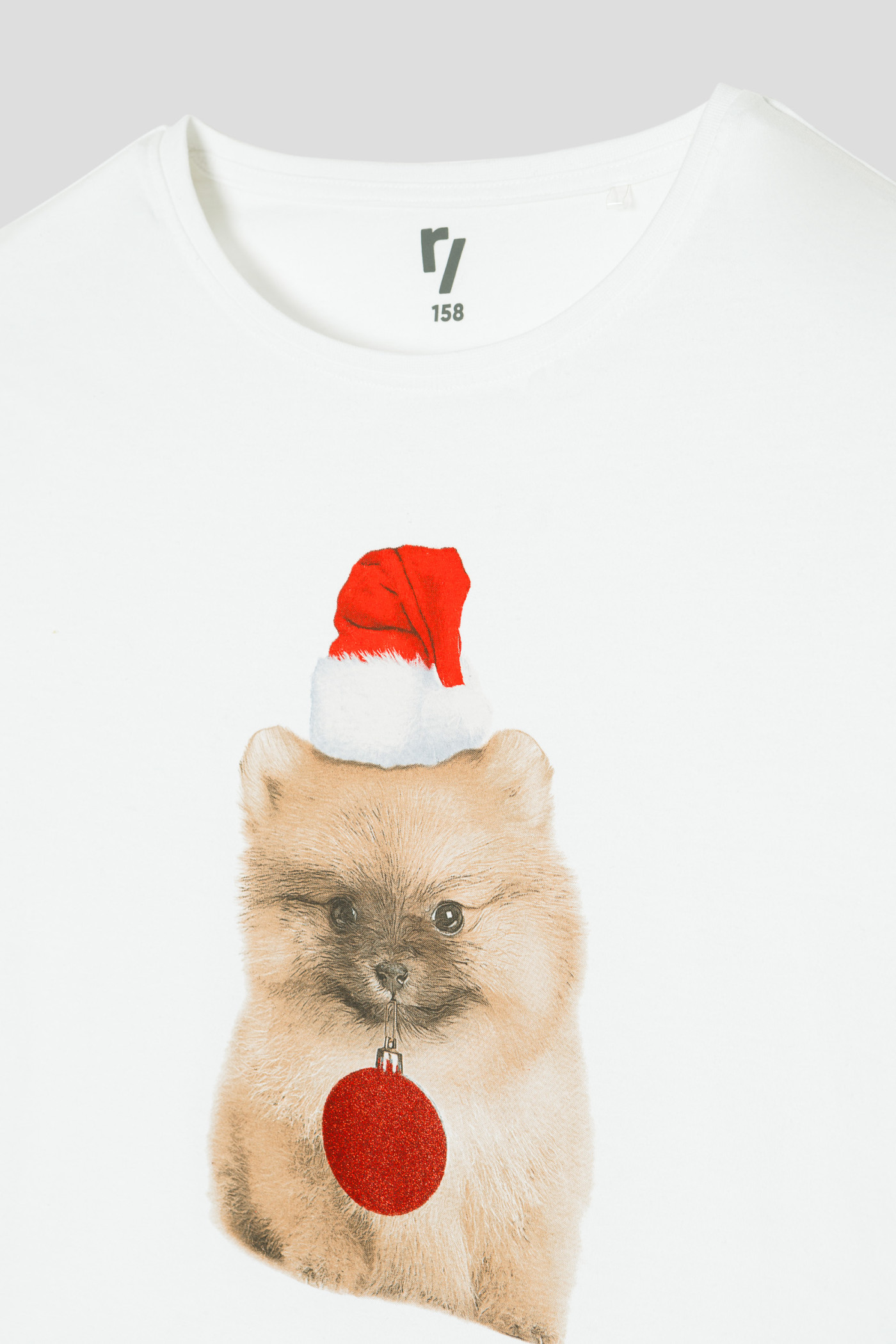 Biały świąteczny T-shirt z nadrukiem