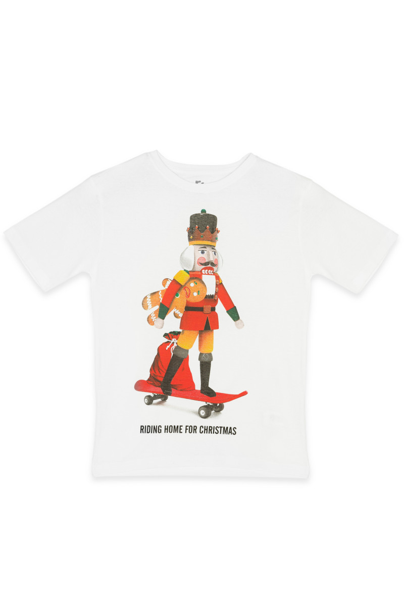 Biały świąteczny T-shirt z nadrukiem