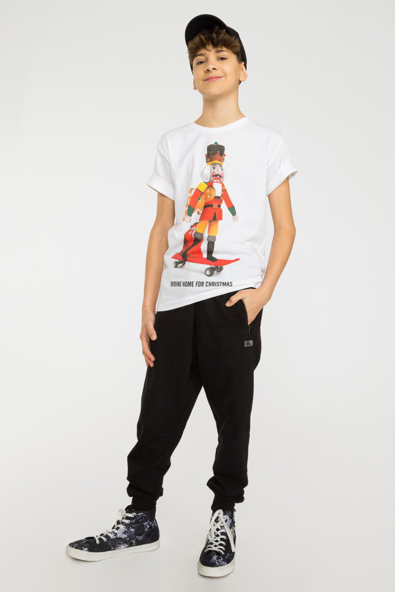 Biały świąteczny T-shirt z nadrukiem