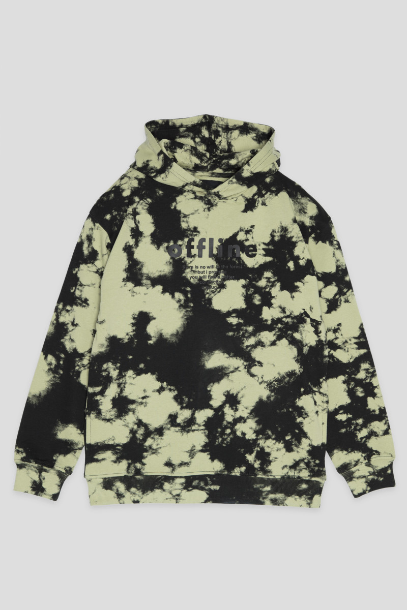 Wielobarwna bluza dresowa z kapturem z nadrukami tie dye