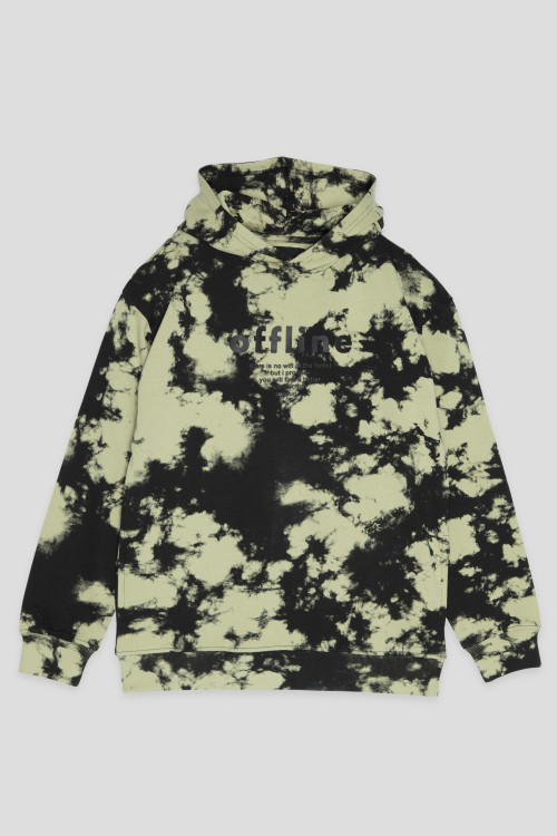 Wielobarwna bluza dresowa z kapturem z nadrukami tie dye