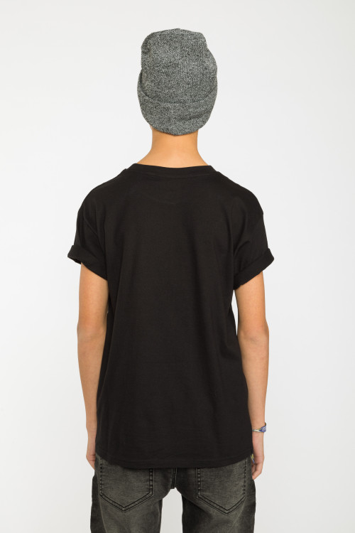 Czarny świąteczny T-shirt z nadrukiem